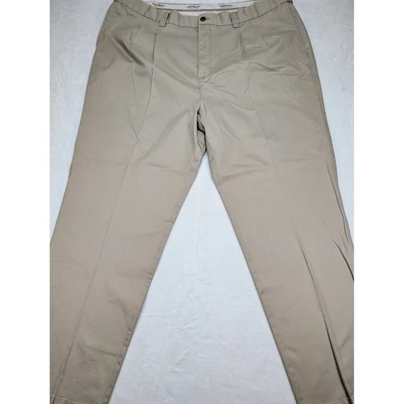 Oak Hill‎ Mens Khaki Pleated Pants Size 48x34 Casual Chinos - Picture 3 of 8